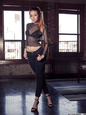 Perky tits model Lana Lea strips out of sexy night club outfit