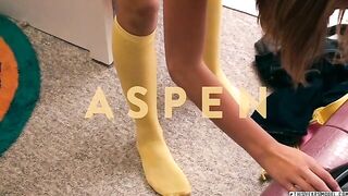Aspen shows her little tits